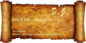 Dörfler Jusztin névjegykártya